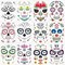 Halloween Temporary Face Tattoos (12Pack), Konsait Day of the Dead Sugar Skull Floral Black Skeleton Web Red Roses Full Face Mask Tattoo for Women Men Adult Kids Boys Halloween Party Favor Supplies